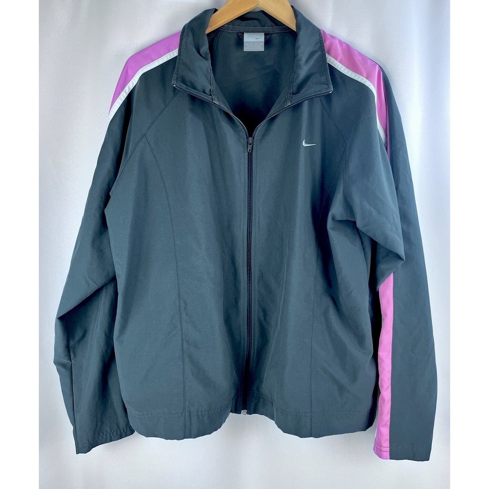 Nike Women's Sport Wind Jacket Grey/Pink Stripe Size XLarge (16/18)